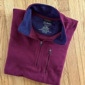 LL Bean 1/4 Zip Maroon Trail Fleece Sz Large EUC